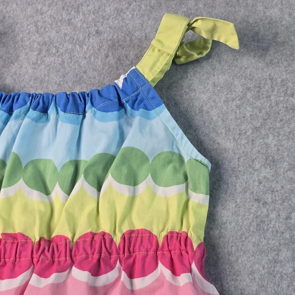 Gymboree Rainbow Polka Dot Sundress Girls 6 Multicolor Cotton Tie Strap Summer